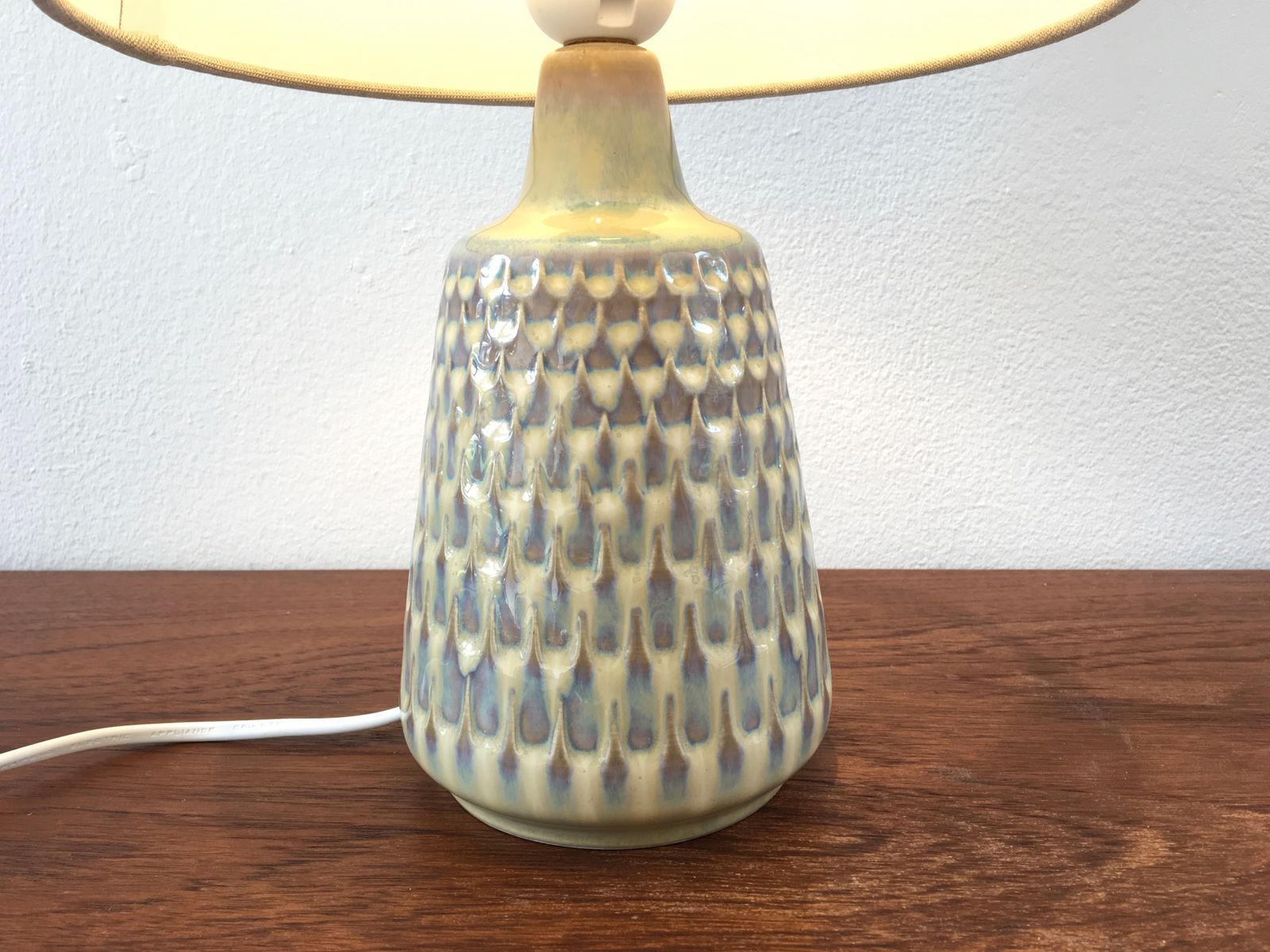 White Glazed Ceramic Table Lamp From Søholm 1960s