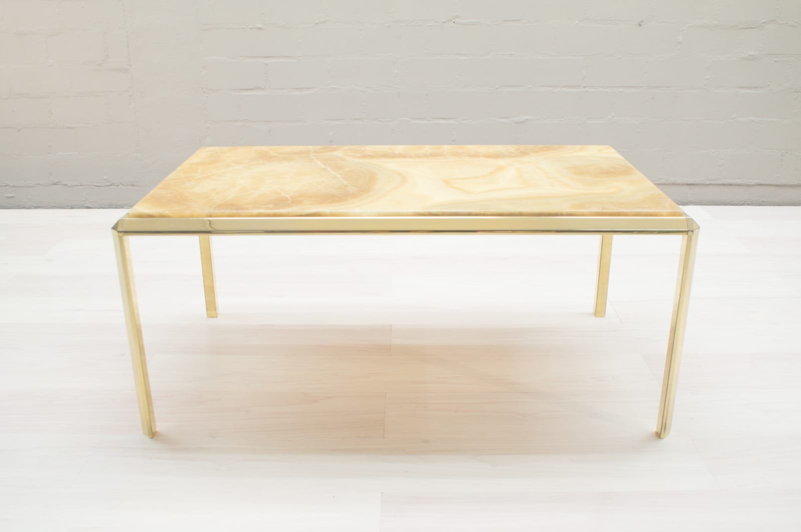 Italian coffee table with yellow marble top 1960s