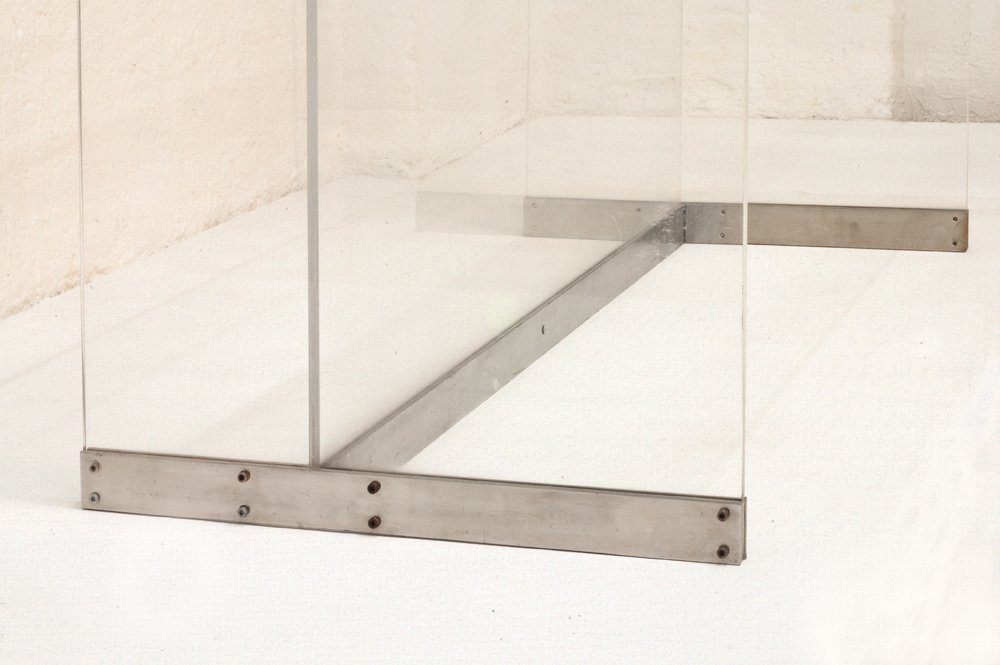 Italian Desk With Perspex Base Heavy Glass Top 1970s For Sale