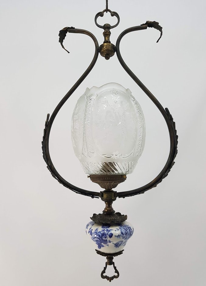 Antike blaue H ngelampe aus Keramik von Vicente Cebri f r Antike blaue H ngelampe aus Keramik von Vicente Cebri f r