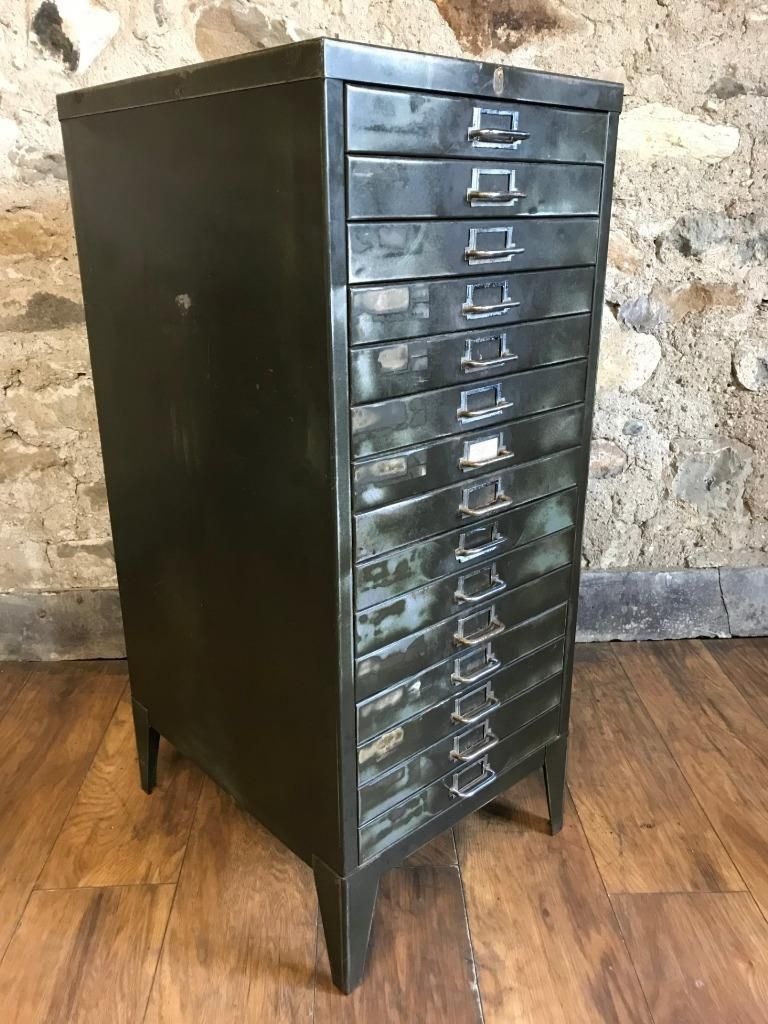 Vintage Metal Filing Cabinet With 15 Drawers For At Vintage Metal Filing Cabinet With 15 Drawers