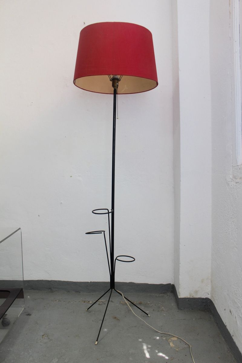 Mid Century Iron Floor Lamp With Flowers Pot Holes 1950s For Mid Century Iron Floor Lamp With Flowers Pot Holes 1950s