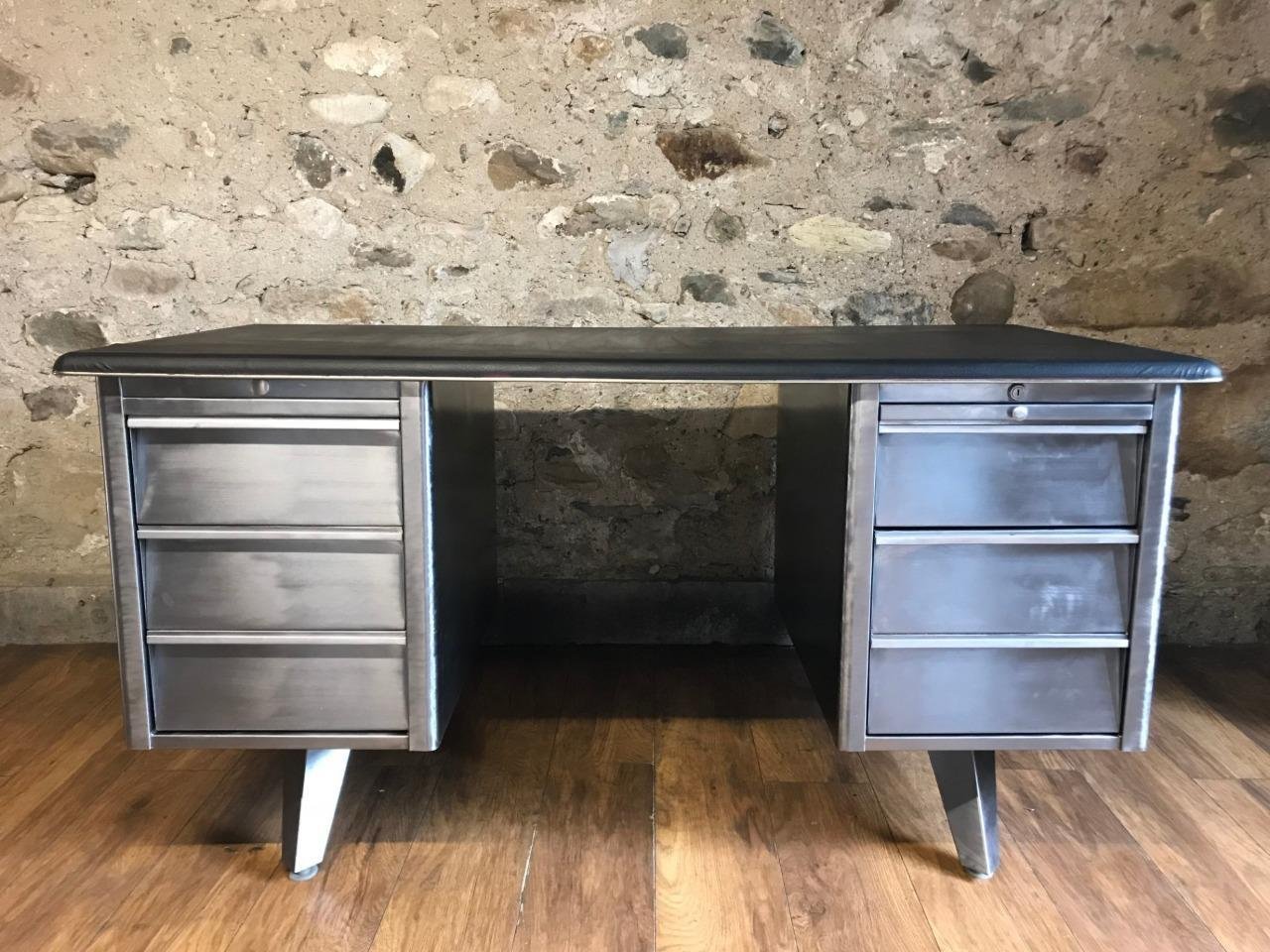 Vintage Stripped Metal Tanker Desk Bei Pamono Kaufen