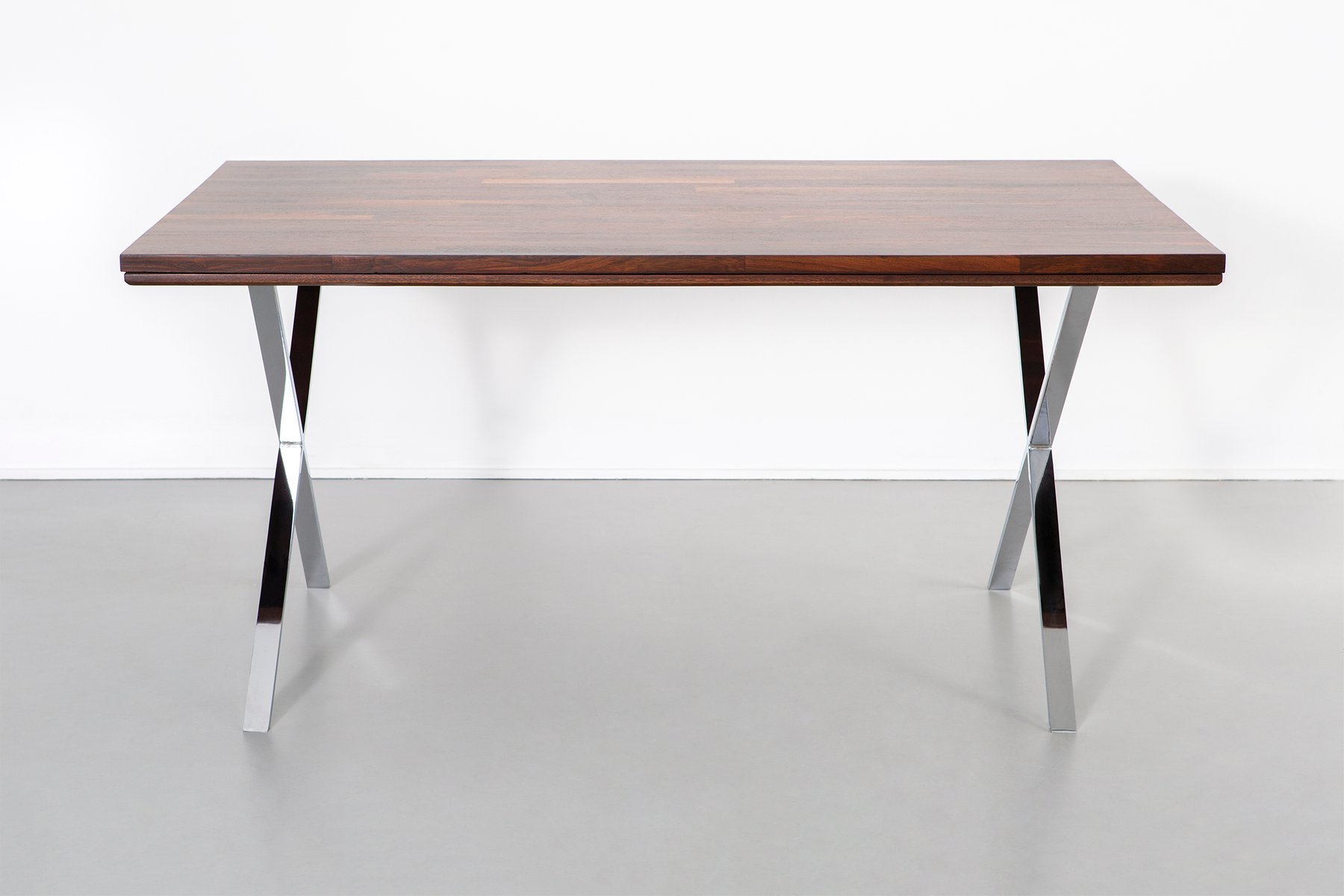 Rosewood Chrome Campaign Desk By Milo Baughman 1970s Bei Pamono