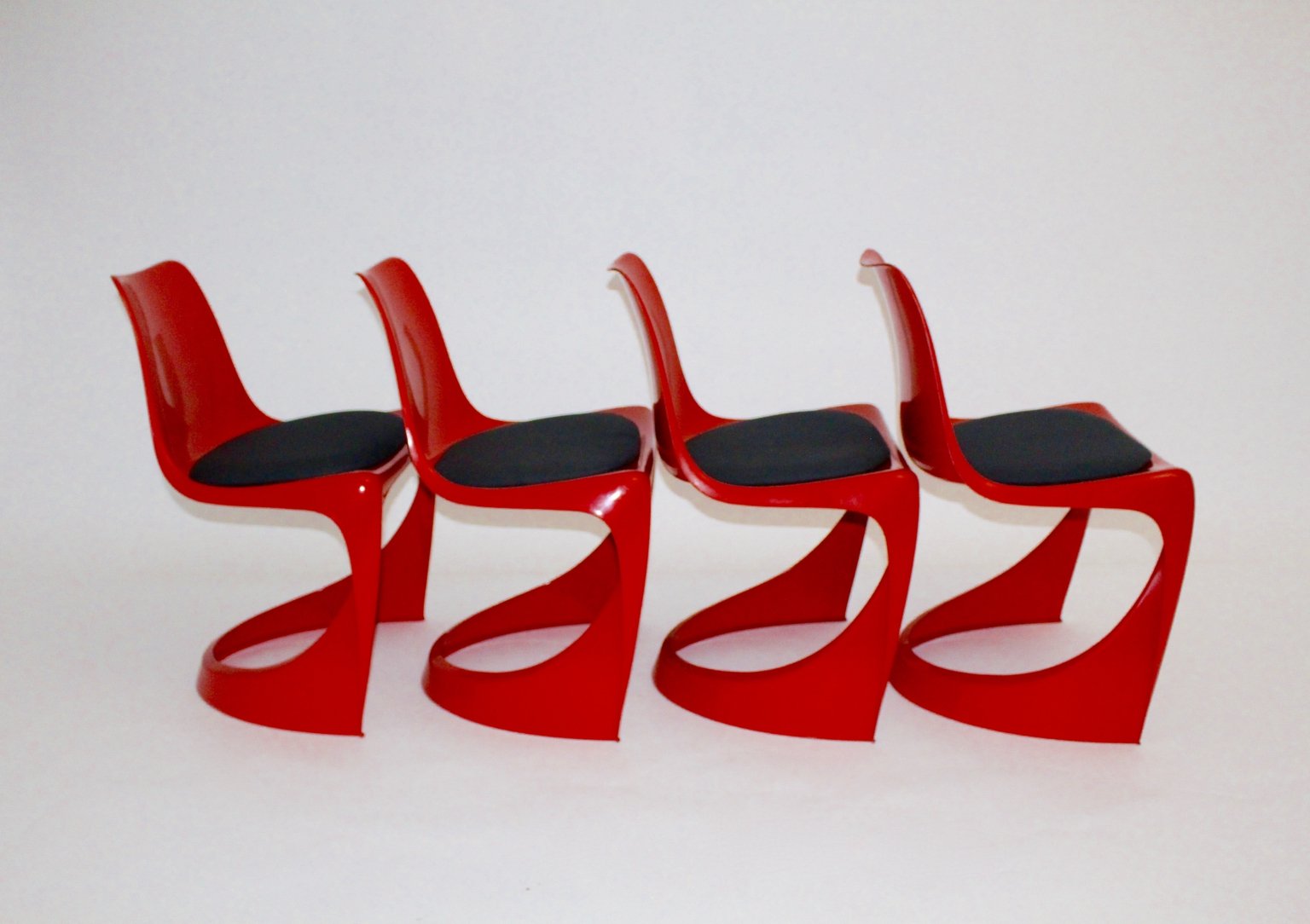 Vintage Red Plastic Chairs by Steen Ostergaard for Cado, 1971, Set of 4