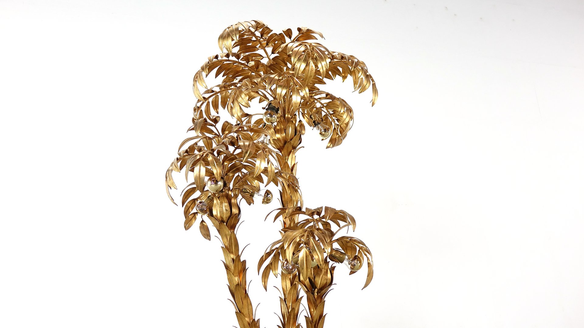Large Brass Gilt Metal Three Trunk Palm Tree Floor Lamp By Hans Large Brass Gilt Metal Three Trunk Palm Tree Floor Lamp By Hans Kögl 1970s