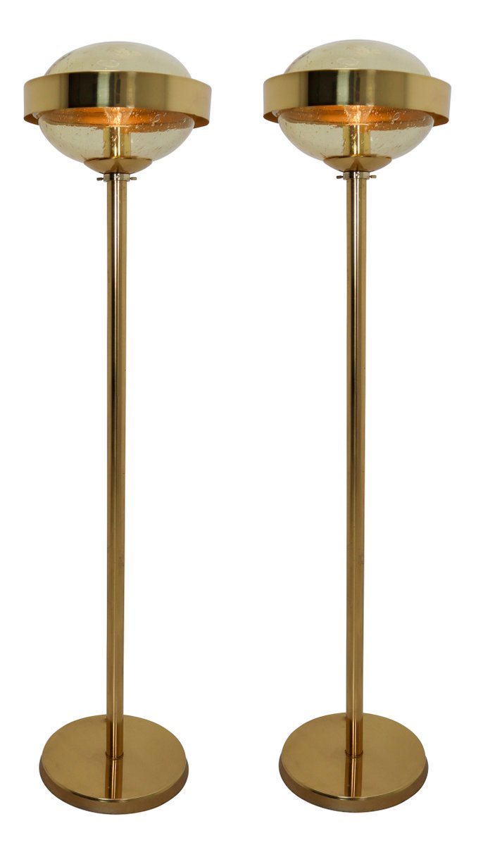 Mid Century Modern Brass Floor Lamp With Hand Blown Glass 1960s For Mid Century Modern Brass Floor Lamp With Hand Blown Glass 1960s