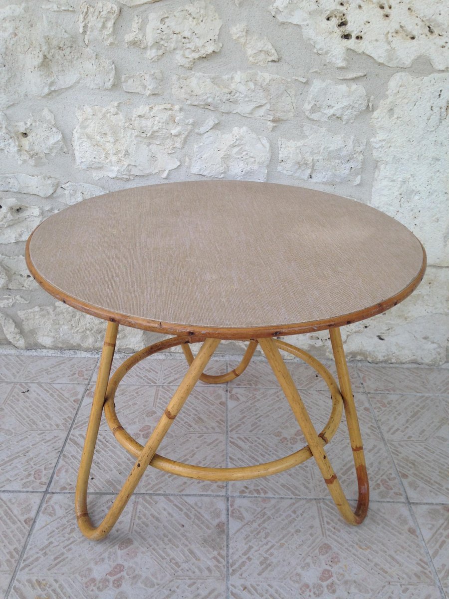 Vintage Round Bamboo Rattan Coffee Table For At Pamono Vintage Round Bamboo Rattan Coffee Table