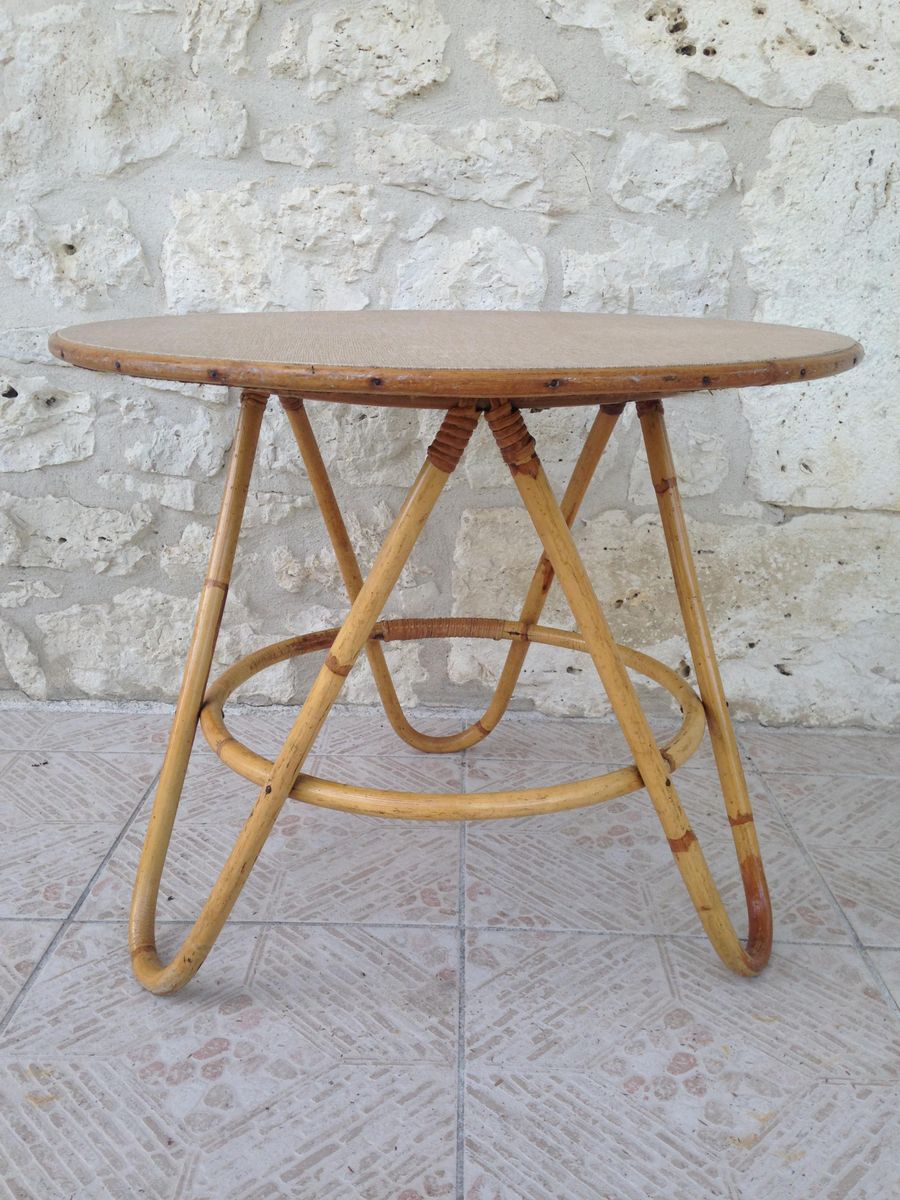 Vintage Round Bamboo Rattan Coffee Table For At Pamono Vintage Round Bamboo Rattan Coffee Table