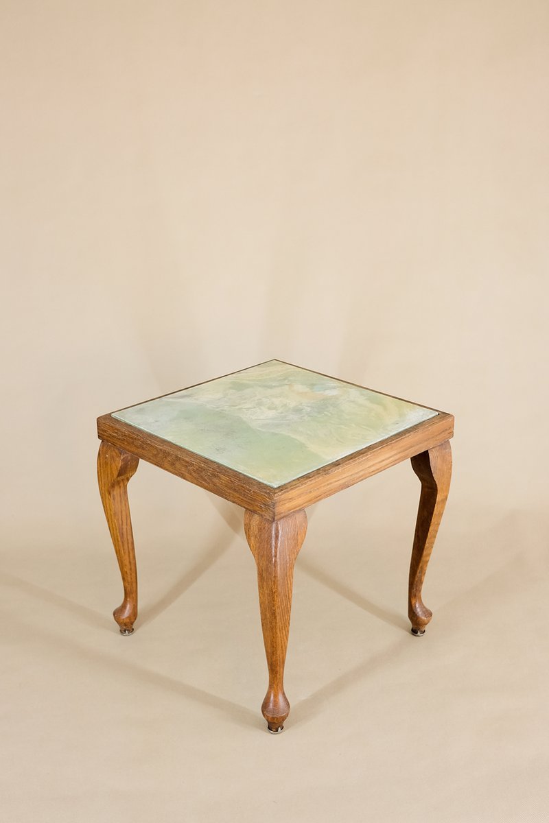 side table or stool with tile top 1940s