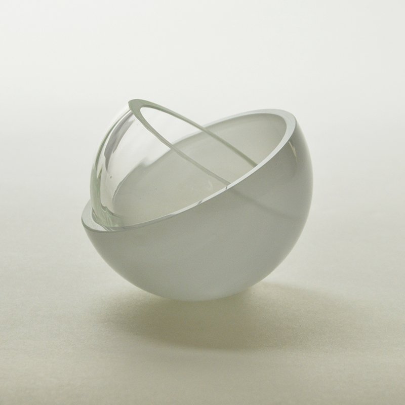 Jewelry Box in Light Grey, Moire Collection, HandBlown Glass by