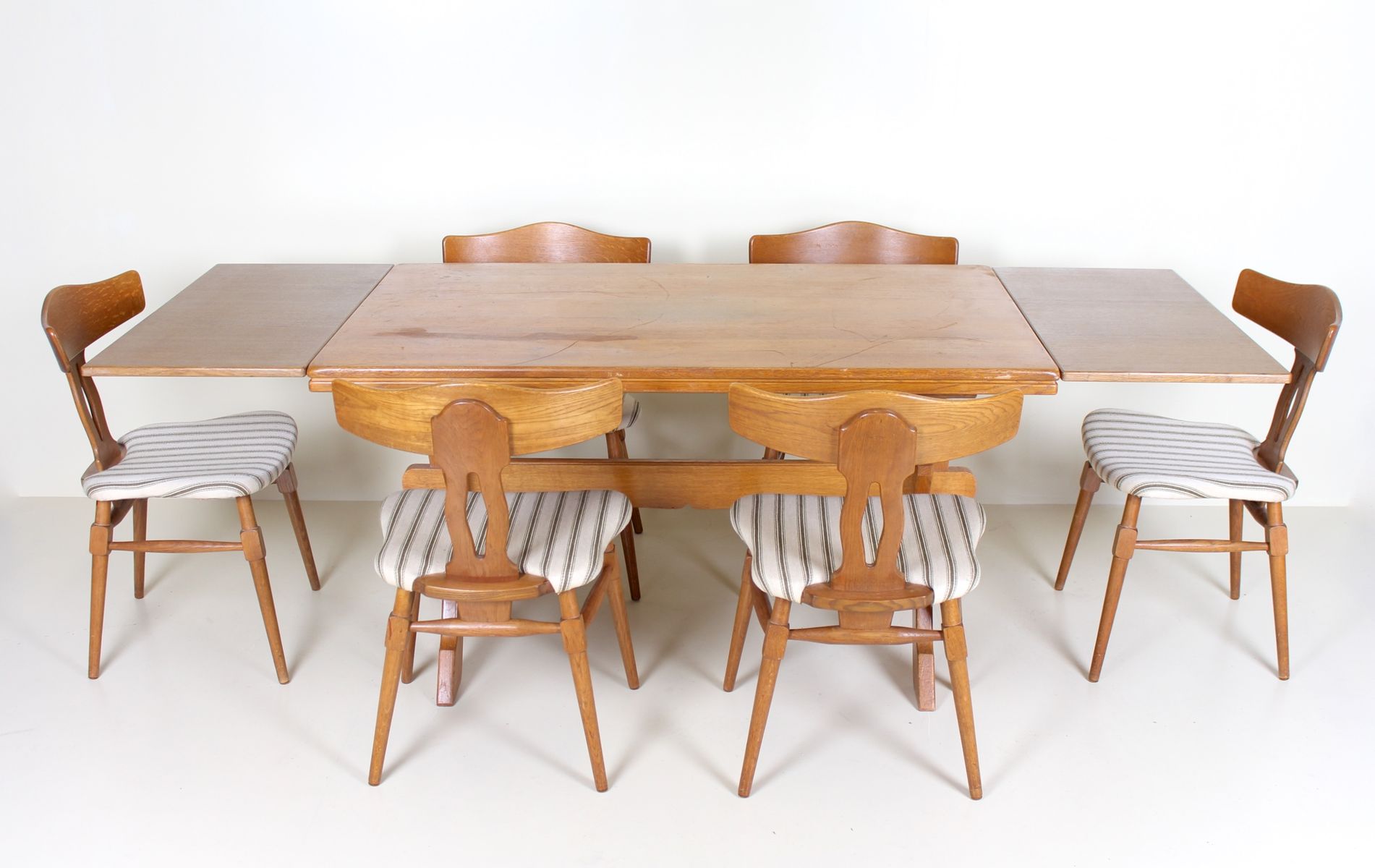 Vintage Danish Oak Dining Table 6 Chairs