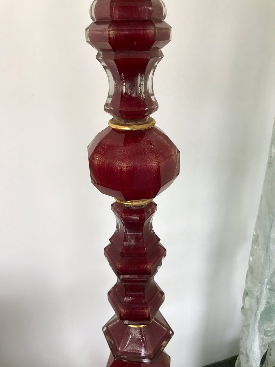 Czech Floor Lamp In Bohemian Style Glass 1940s