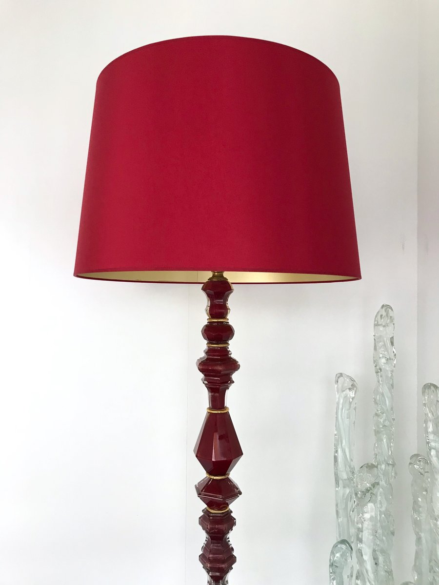 Czech Floor Lamp In Bohemian Style Glass 1940s