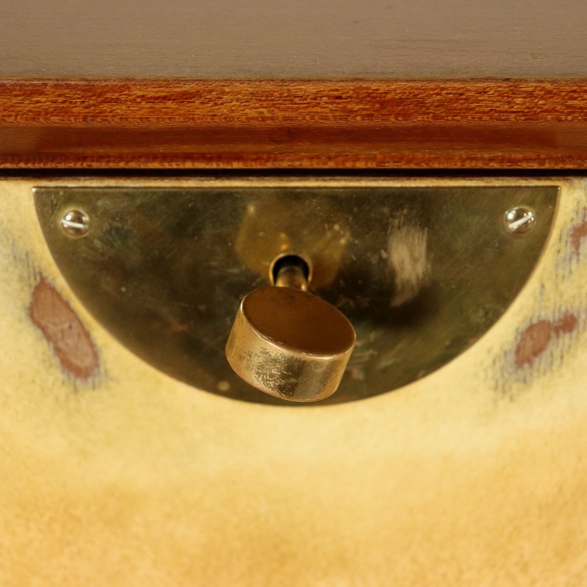 Argentinischer Barschrank aus Mahagoni Furnier, Pergament & Messing