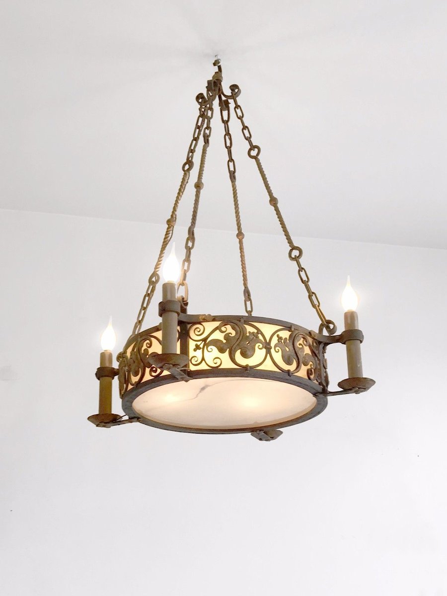 Wrought Iron Ceiling Lamp 1930s