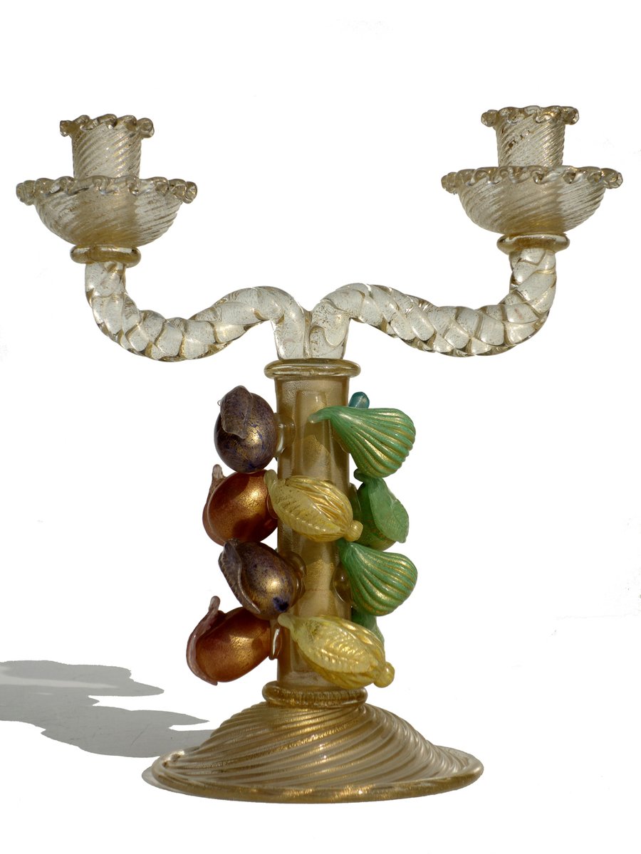 Candelabro italiano de cristal de Murano de Ercole Barovier para Barovier & Toso, años 40 en