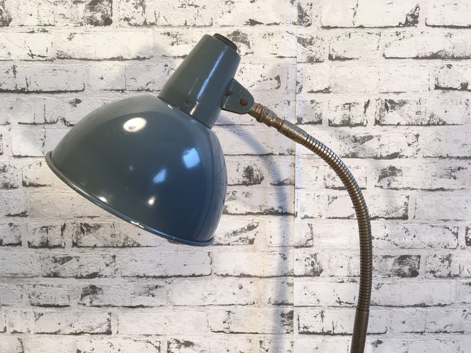 Large Industrial Grey Gooseneck Desk Lamp From Sis 1950s For Per Piece