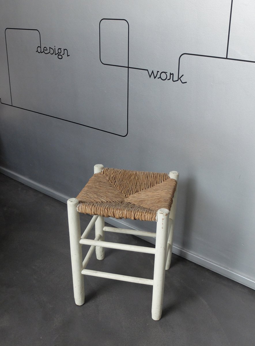 Vintage No 17 Straw Stool By Charlotte Perriand For L Equipement De La Maison