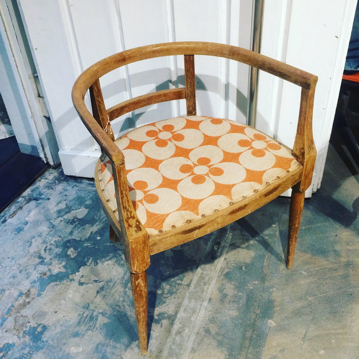 Italian Wooden Side Chair with Geometric Pattern for sale at Pamono