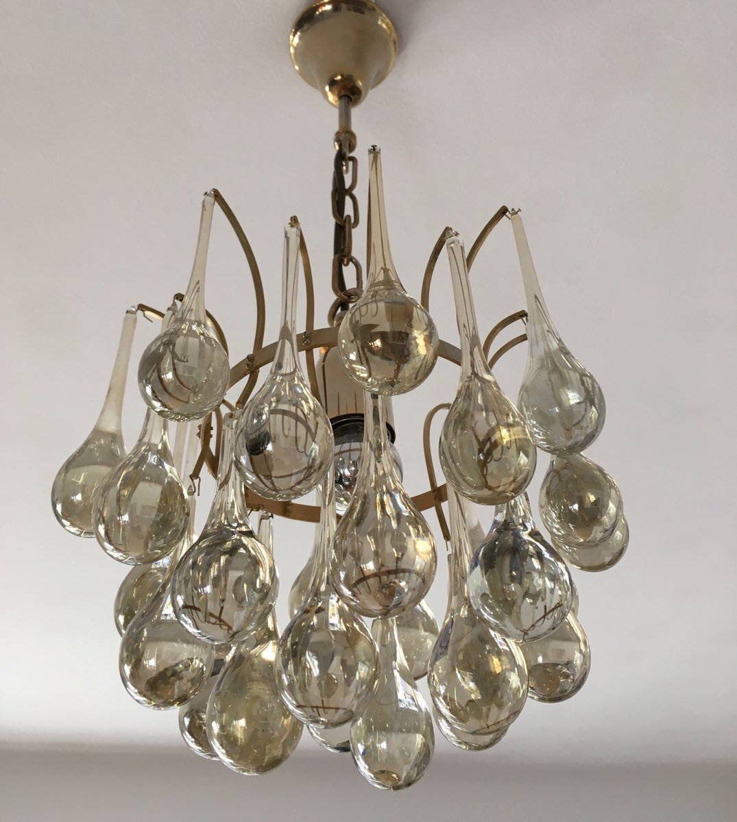 Palme Kronleuchter Christoph Vintage Glas Von In Tropfen Aus