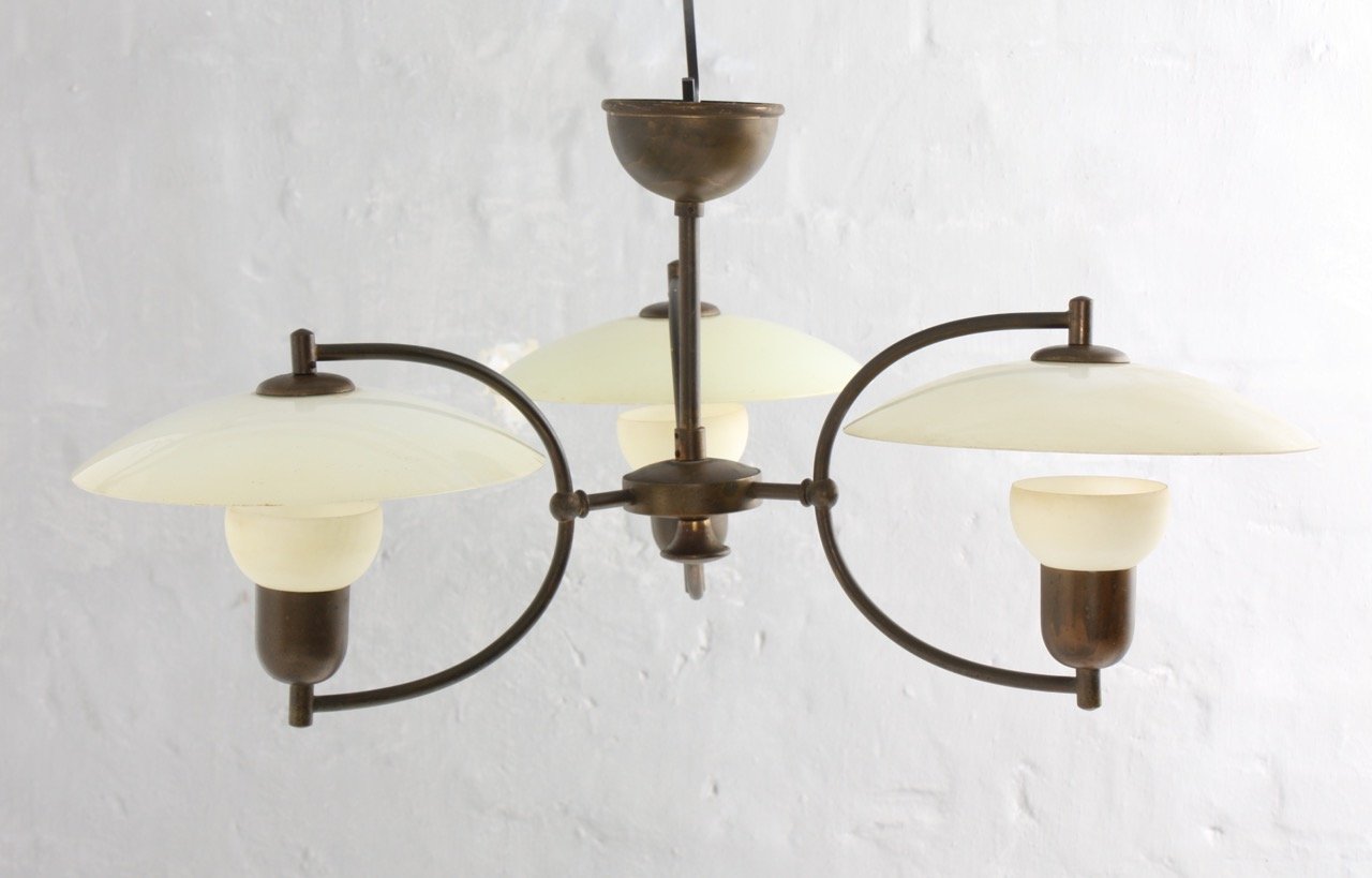 Kronleuchter Aus Messing Glas Von Ernst Voss 1960er