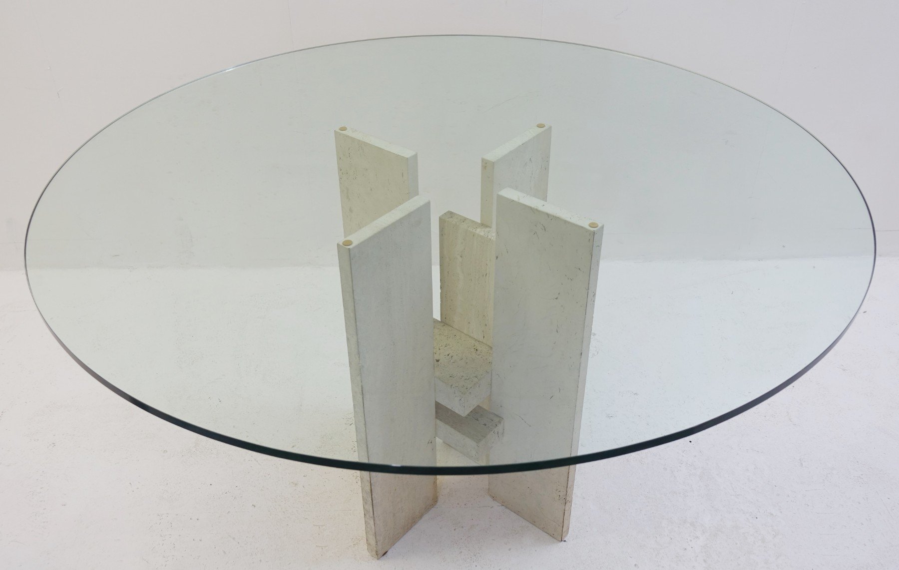 Vintage travertine and glass dining table 5 1 50000 €