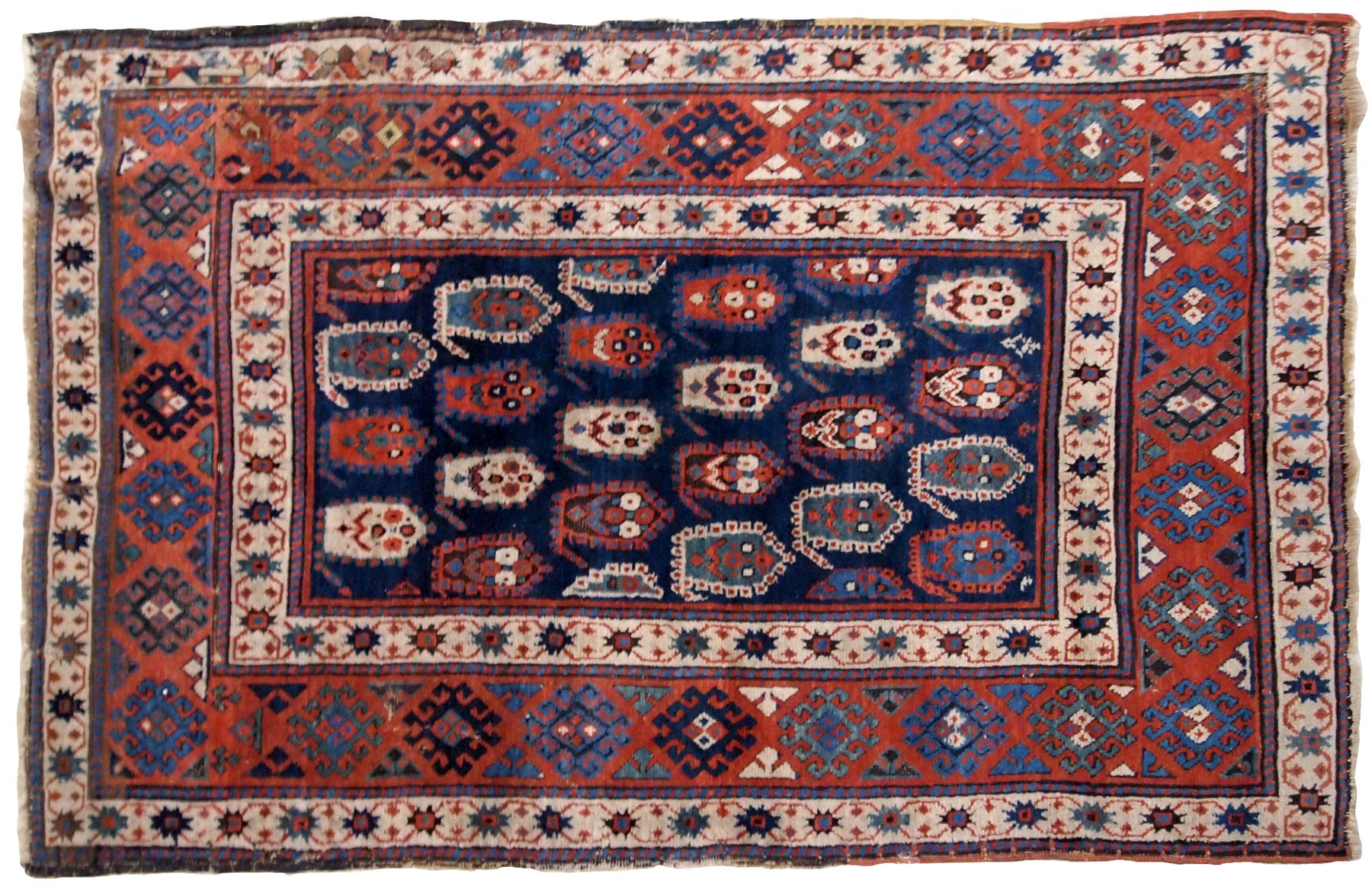 Tapis ancien Caucasien Kazak fait main, 1B665