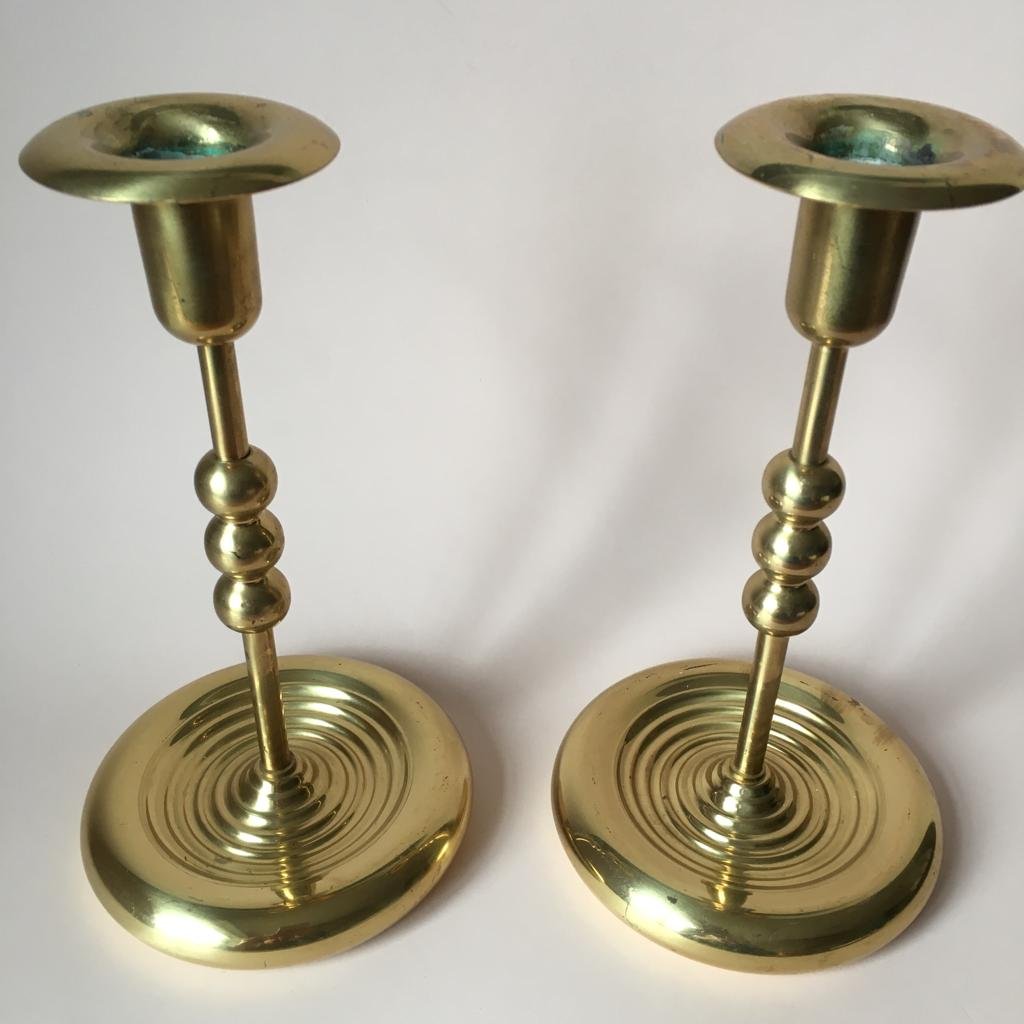 Vintage brass plated candleholders set of 2
