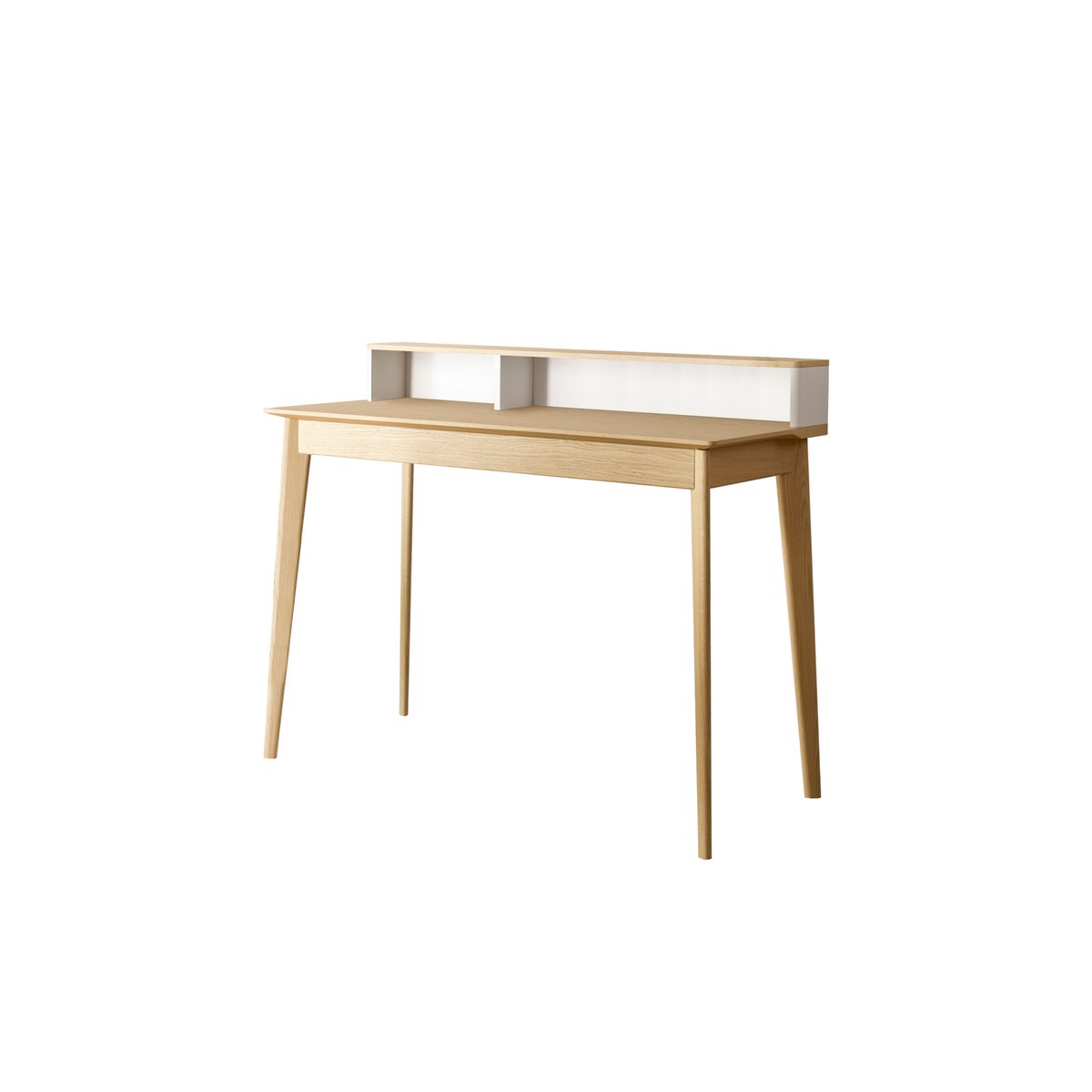 Escribe Desk With Natural Oak Top Feet White Lacquered Element