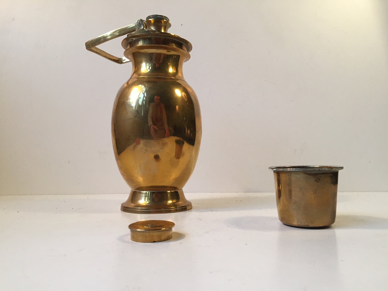 Vintage Brass Thermos with Screw Lid, 1930s for sale at Pamono