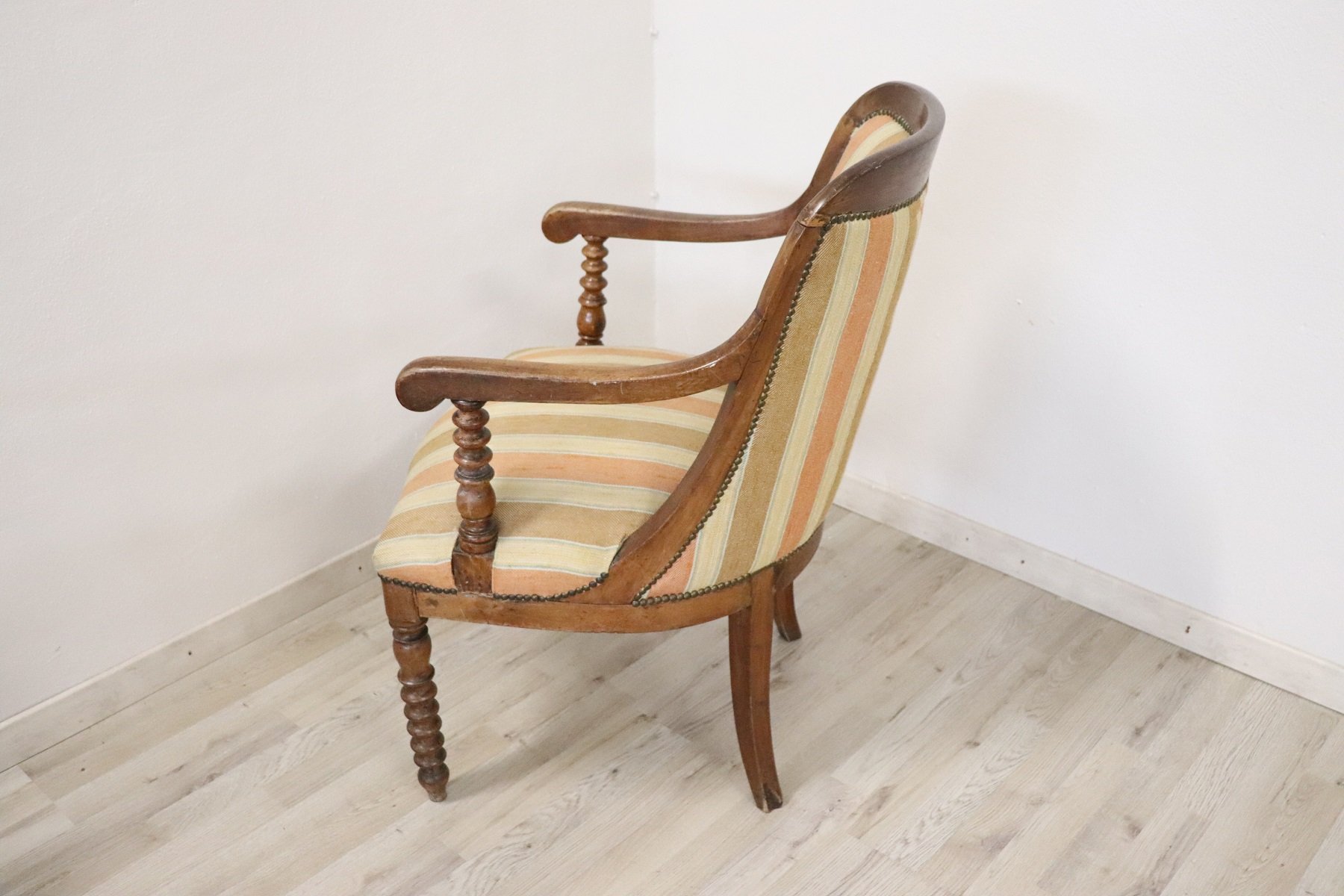 Antique Solid Walnut Empire Armchair For Sale At Pamono
