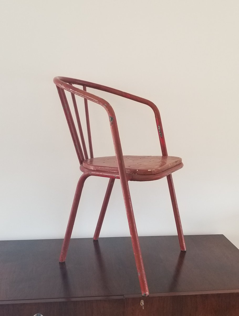 Painted Steel Wood Chair By Robert Mallet Stevens 1930s For Painted Steel Wood Chair By Robert Mallet Stevens 1930s