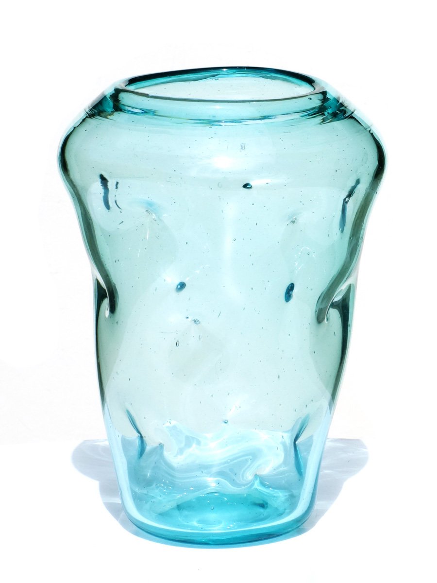 Mid Century Soffiato Blue Murano Glass Vase 1950s mid century soffiato blue murano glass vase 1950s