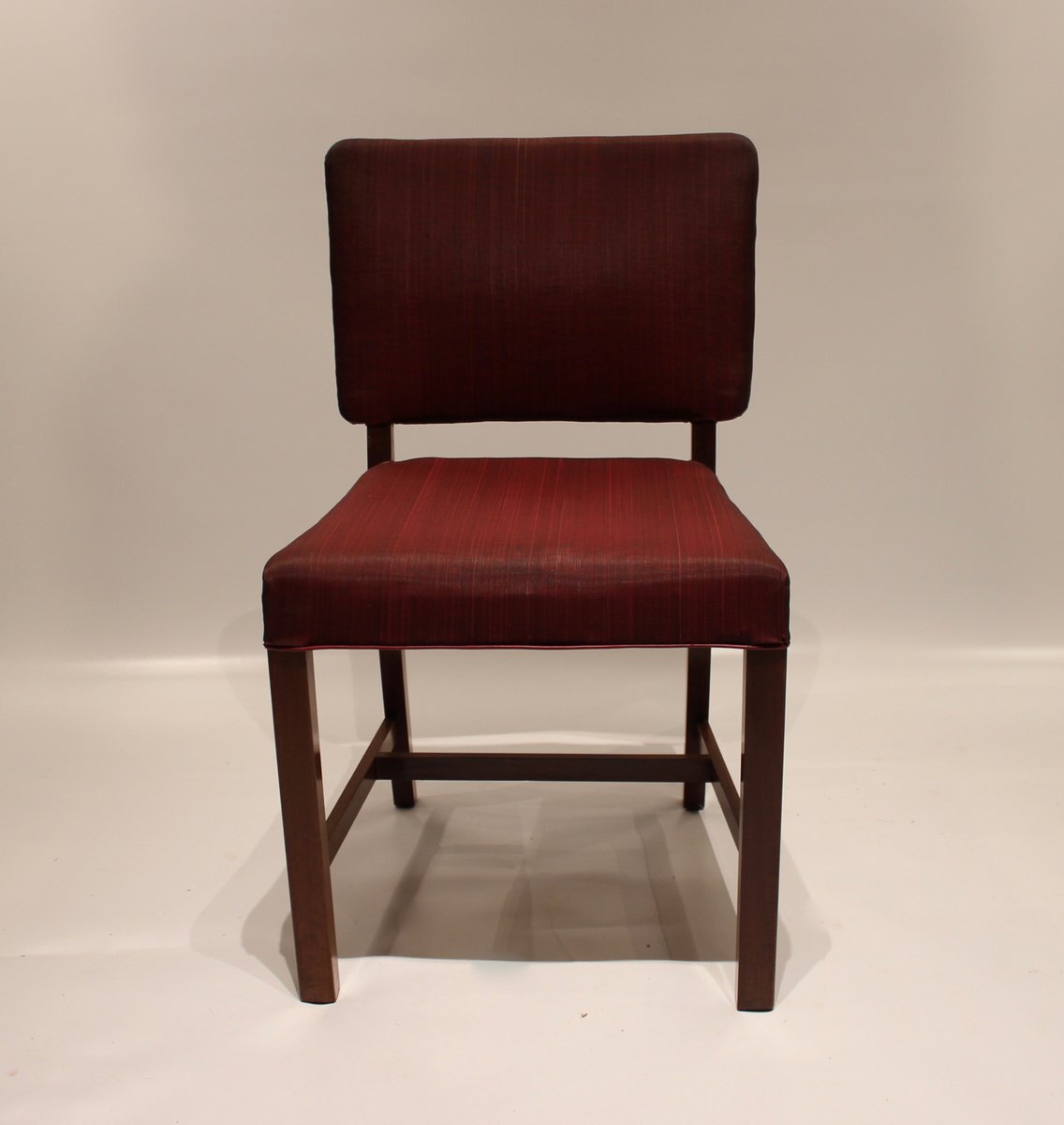 Esszimmerstühle aus Mahagoni & rotem Stoff von Fritz Hansen, 1930er