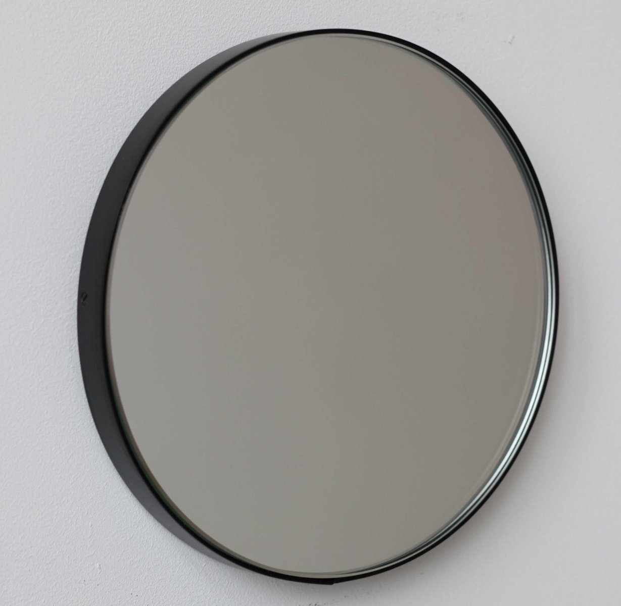 Small Silver Orbis Round Mirror With, Black Framed Round Mirror 50cm