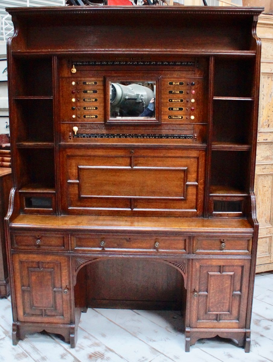 victorian oak snooker or billiards scoreboard cabinet from burroughes watts GFZ-366176