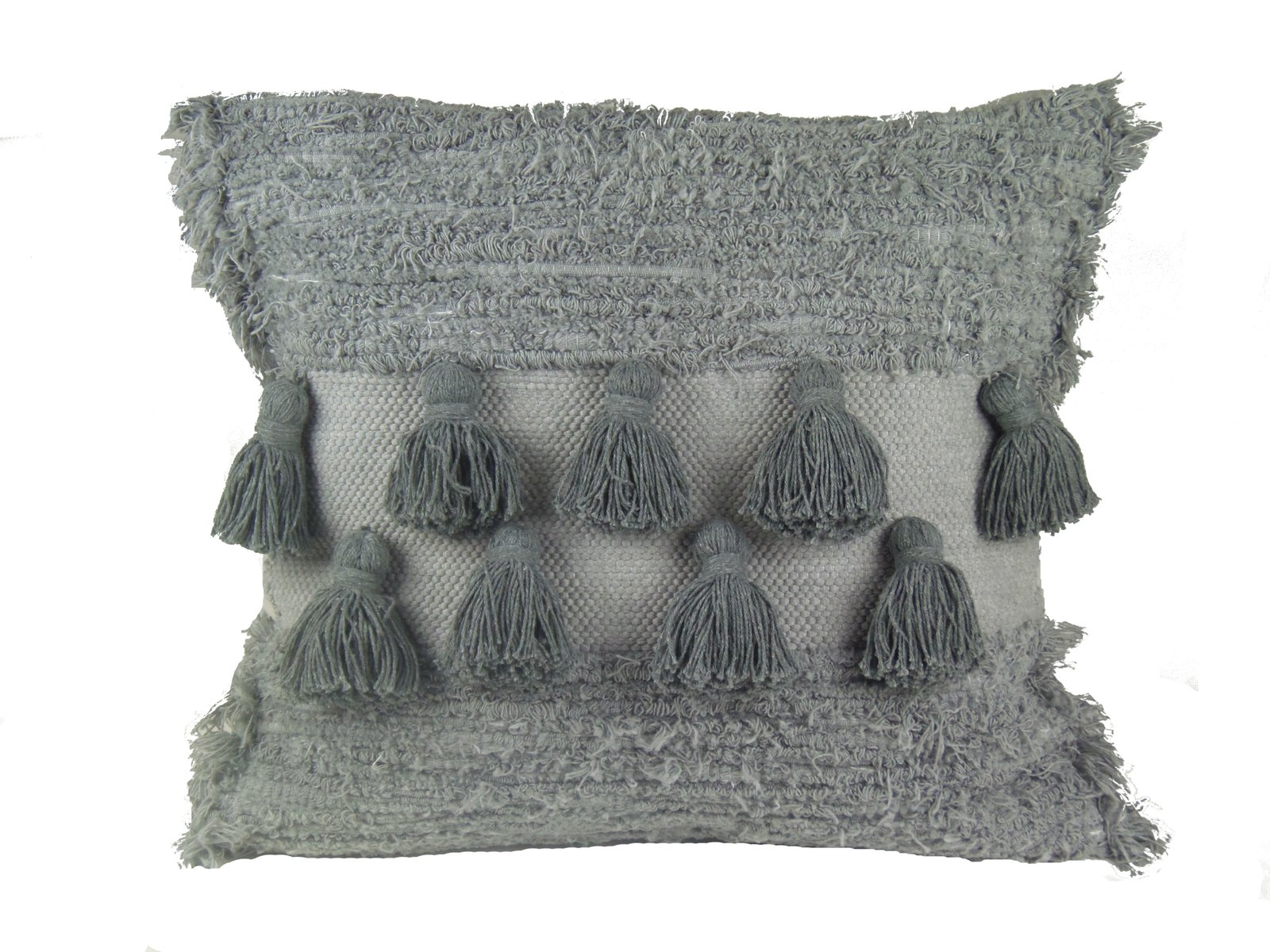 Grey Tassel Furry Pillow by R & U Atelier for sale at Pamono