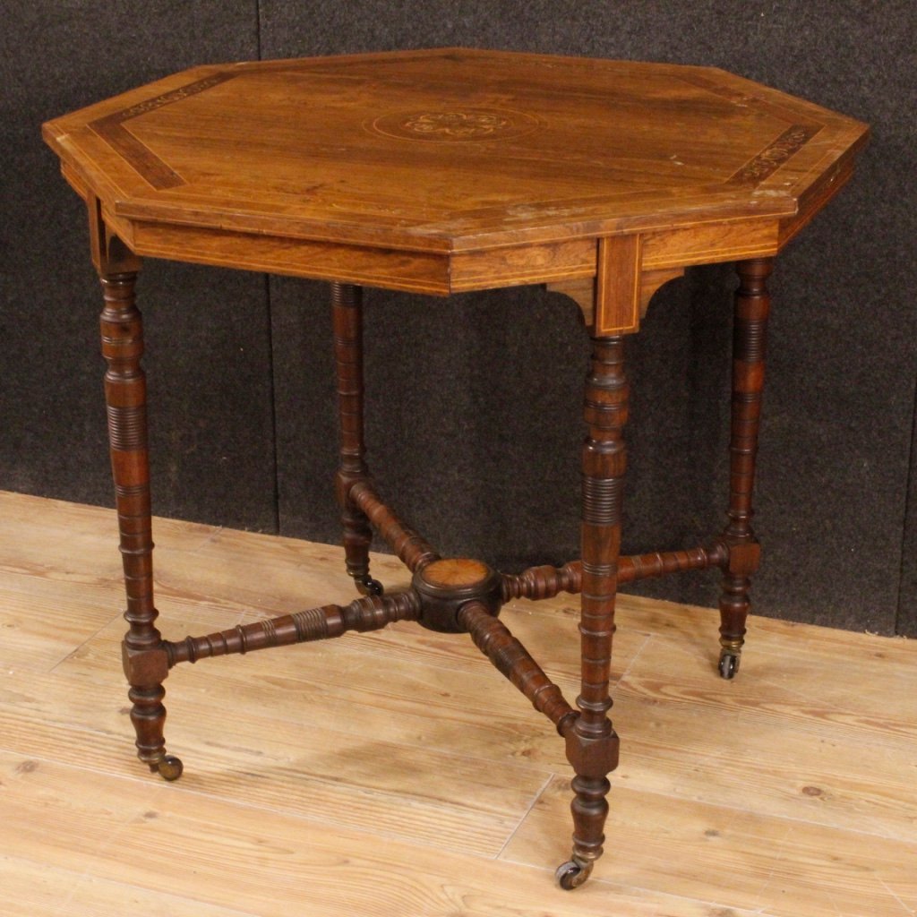 english inlaid wood side table 1920s RP-367647