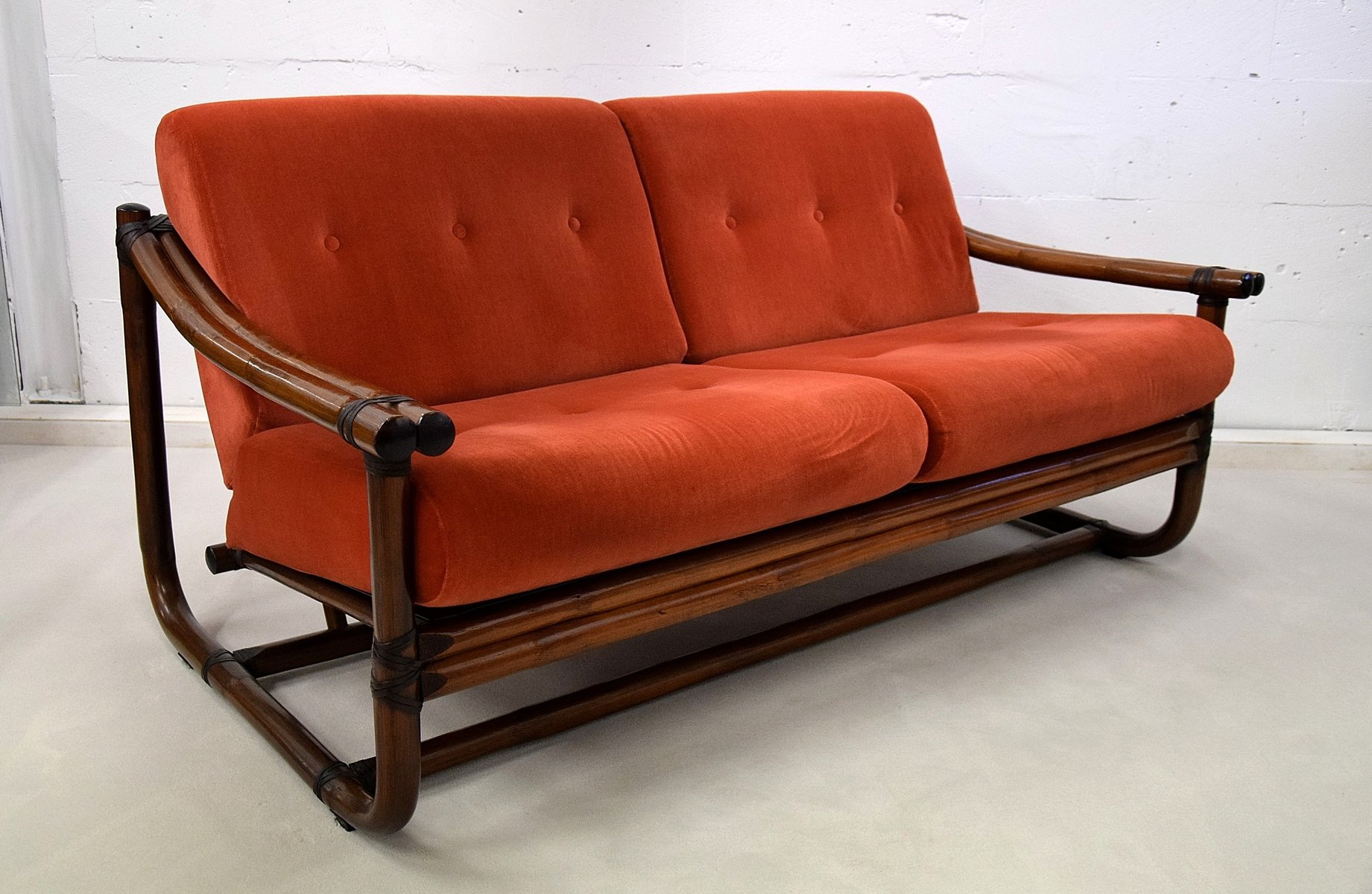 italian two seater bamboo lounge sofa 1960s 1 IEI-369366