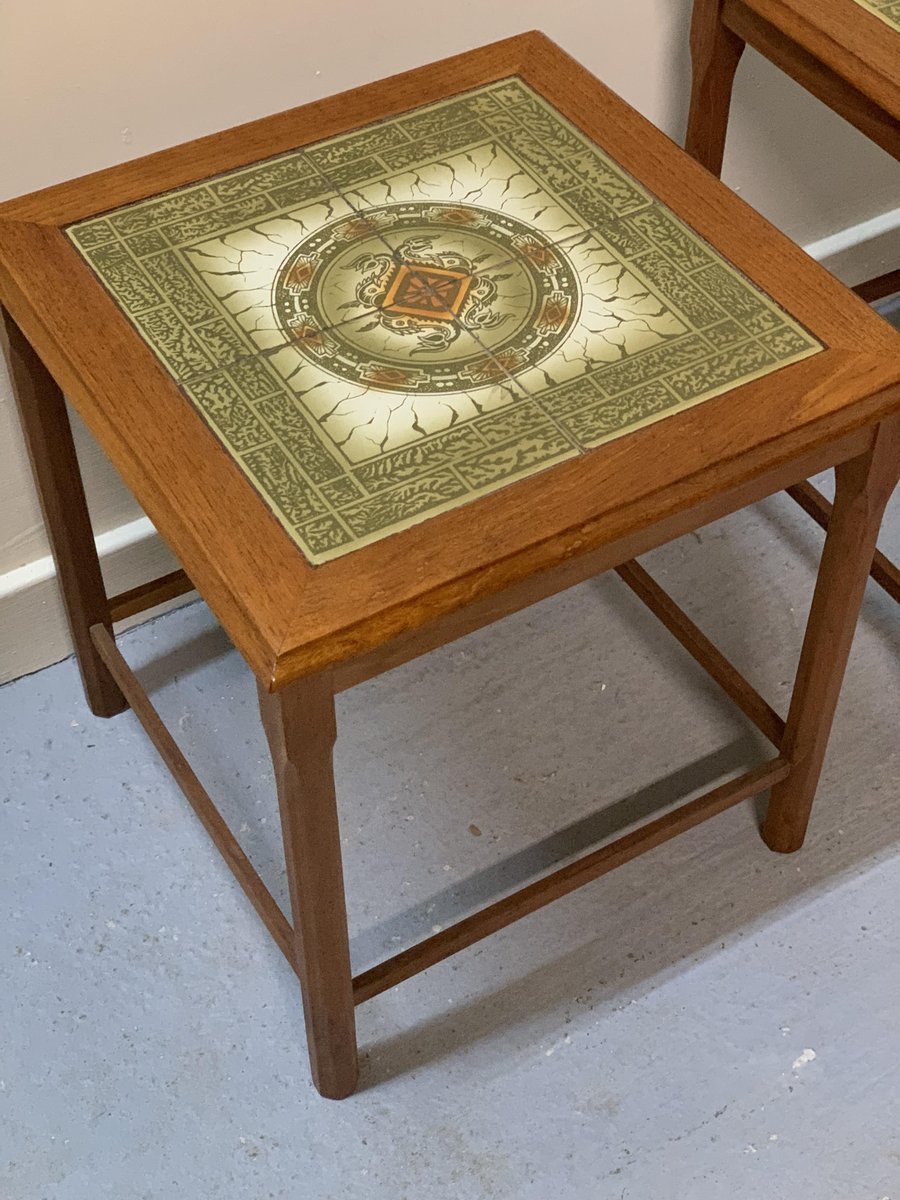 Vintage Danish Nesting Tables with Tile Tops for sale at Pamono