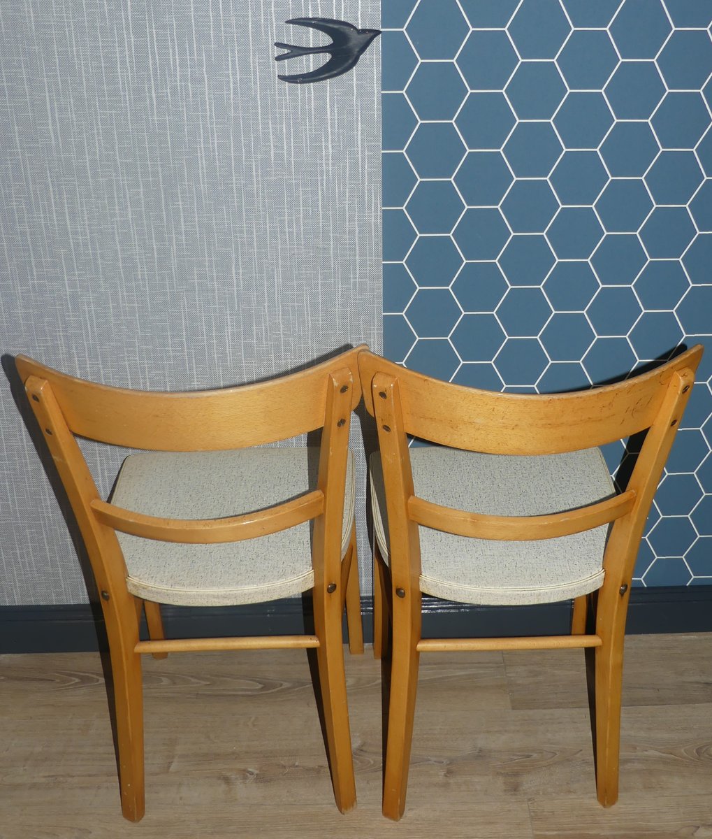 Weiße Küchenstühle, 1950er, 2er Set bei Pamono kaufen