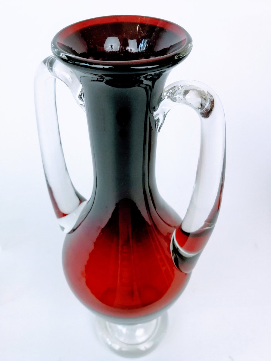 Vintage Polish Modern Glass Vase from Tarnowiec Glassworks, 1960s for sale at Pamono