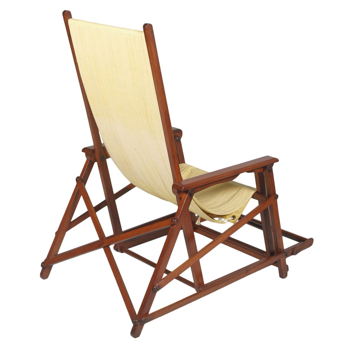 Chaise Longue Pliante MidCentury en Toile de Clairitex, France en