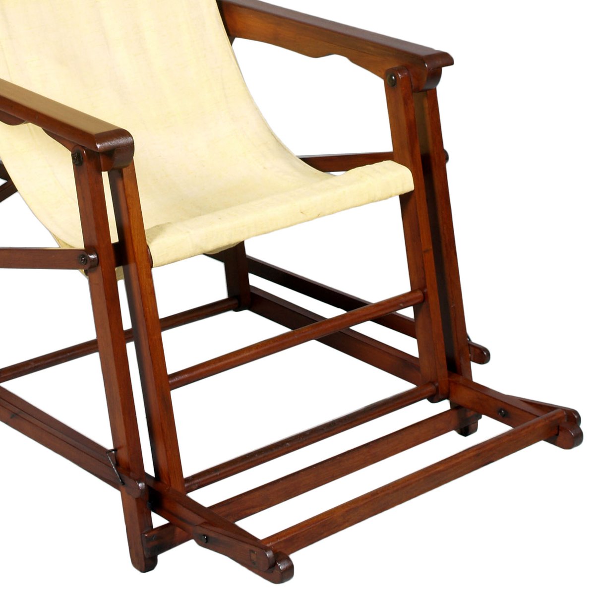 Chaise Longue Pliante MidCentury en Toile de Clairitex, France en