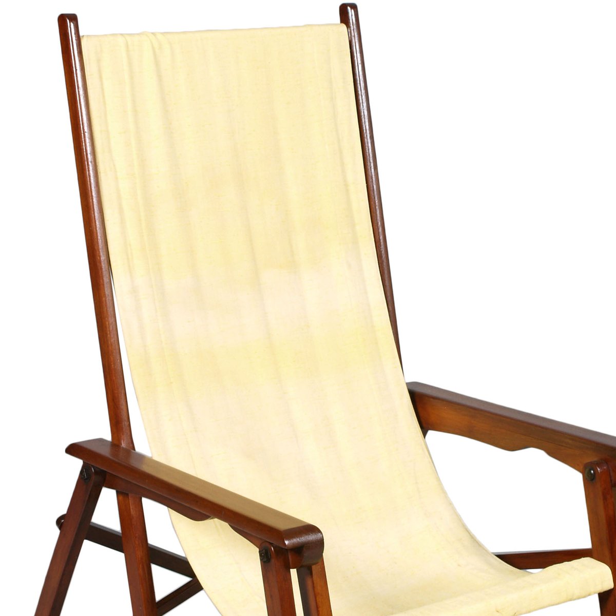 Chaise Longue Pliante MidCentury en Toile de Clairitex, France en