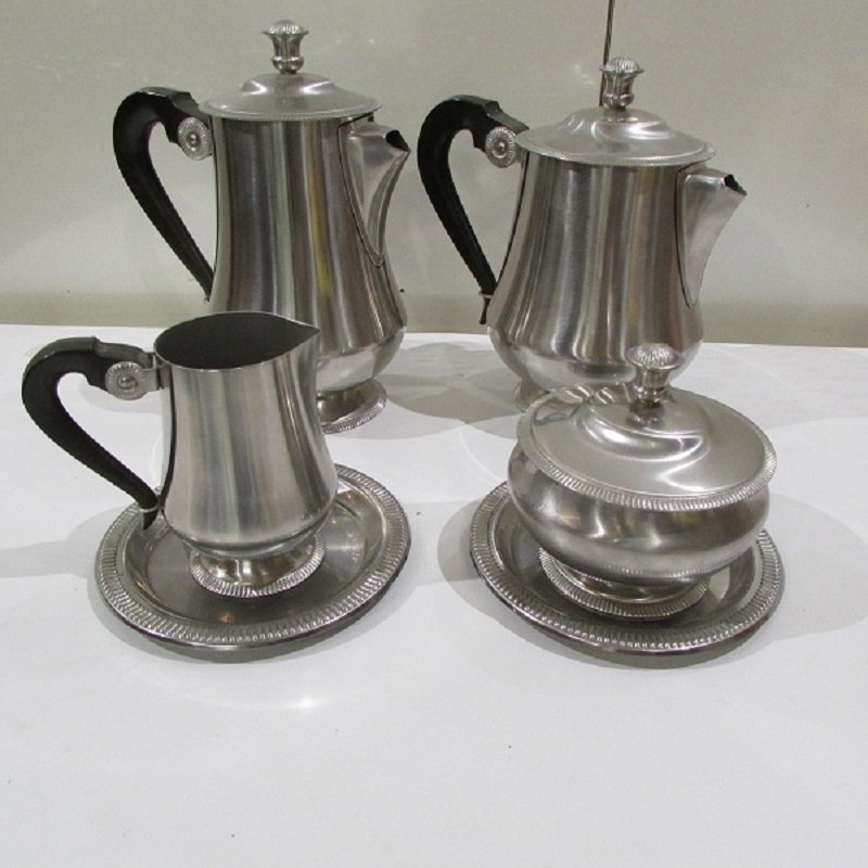 Art Deco Stainless Steel Coffee & Tea Set from Létang & Rémy, 1980s for sale at Pamono