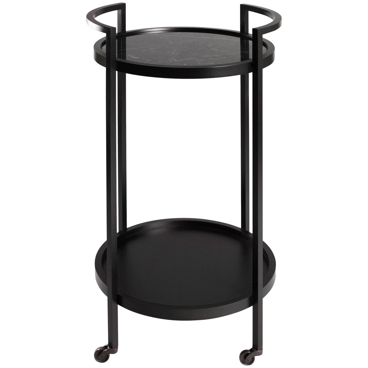 Chariot de Bar Diana Style Art Deco en Acier Enduit et Marbre par Casa