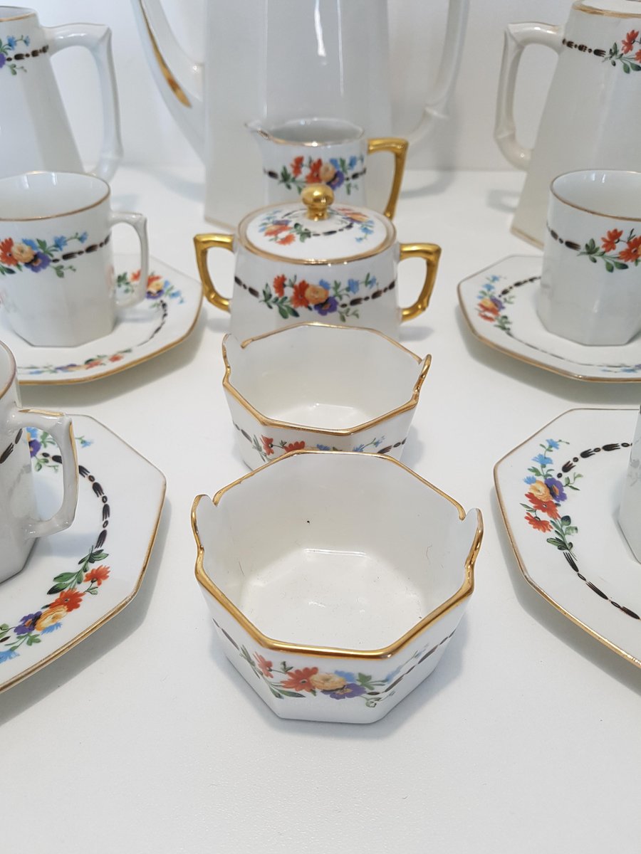 Limoges Porcelain Coffee Set by Robert Haviland, 1930s, Set of 27 for