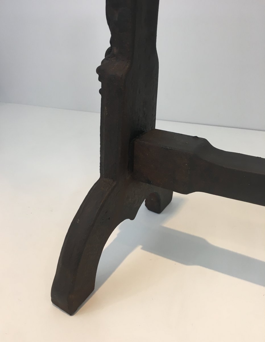 Vintage Cast Iron Andirons, 1940s, Set of 2 for sale at Pamono